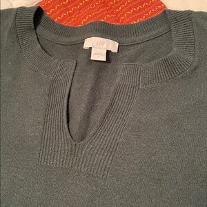 J.Jill Womens Forest green lightweight sweater with ribbed cuffs collar & hem
